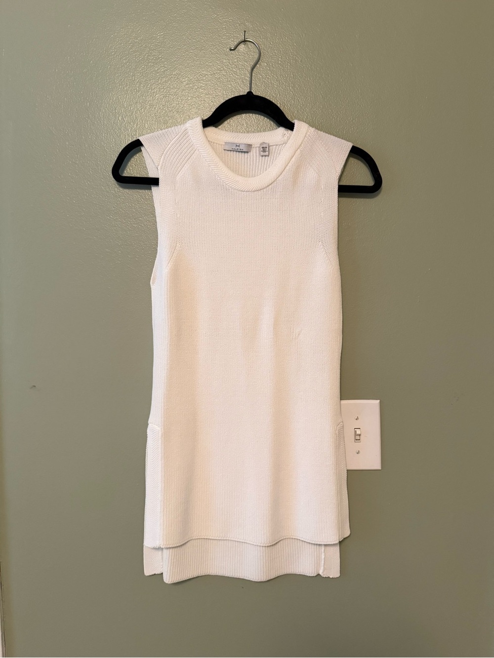 Halston Heritage Cream Sleeveless Knit Tunic